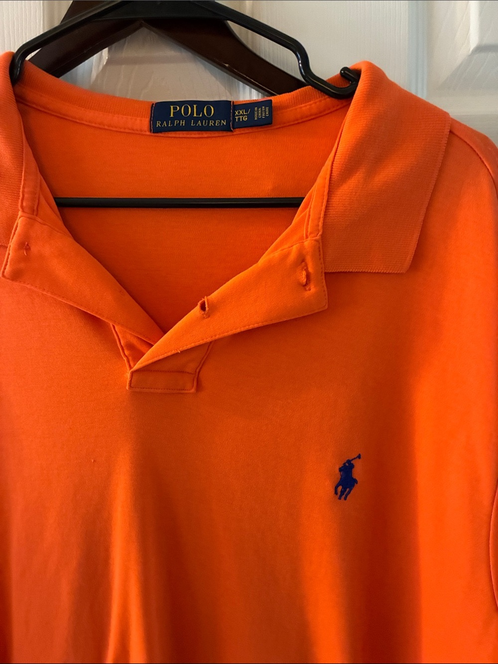 Polo by Ralph Lauren Men’s Bright Orange Polo with Blue Pony